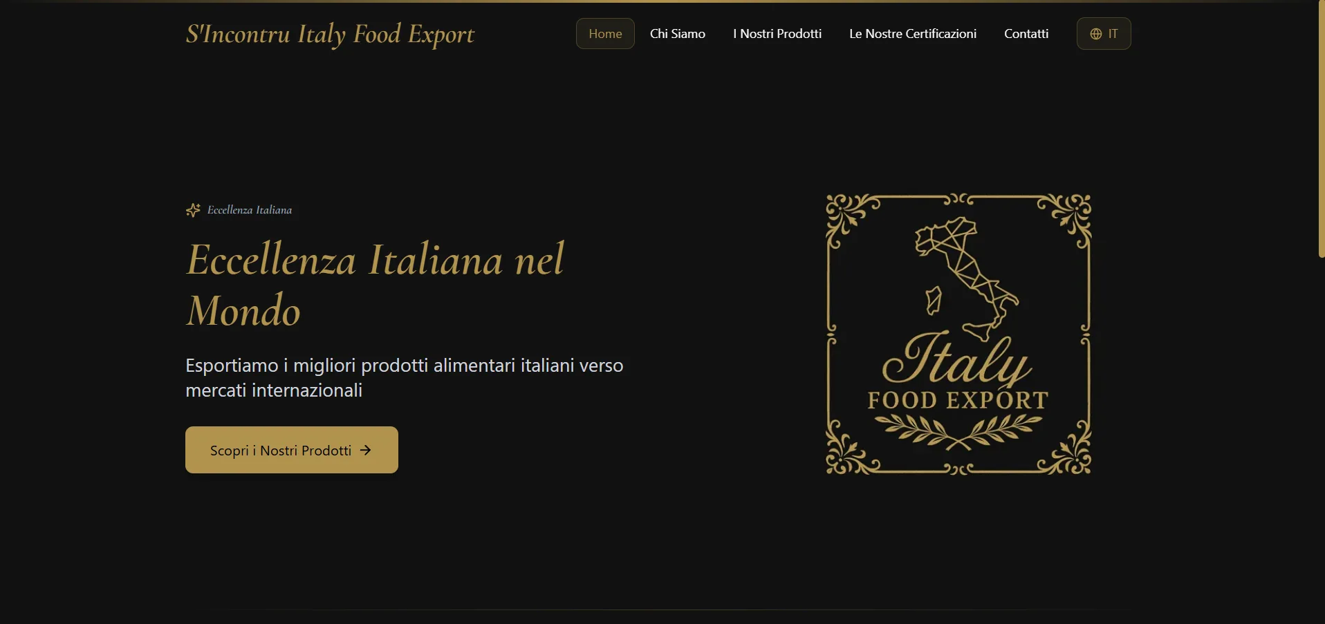 Schermata della home del sito del ristorante sardo Sincontru